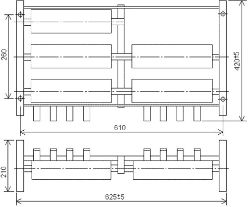 Габаритно-присоединительные размеры блоков резисторов ЯС-4