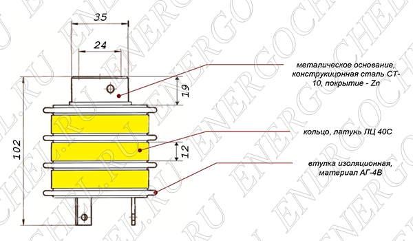 Блок контактных колец для тали электрической серии ТЭ грузоподъемностью 3,2-12,5 т. Артикул ТК-ТЭ-320-002